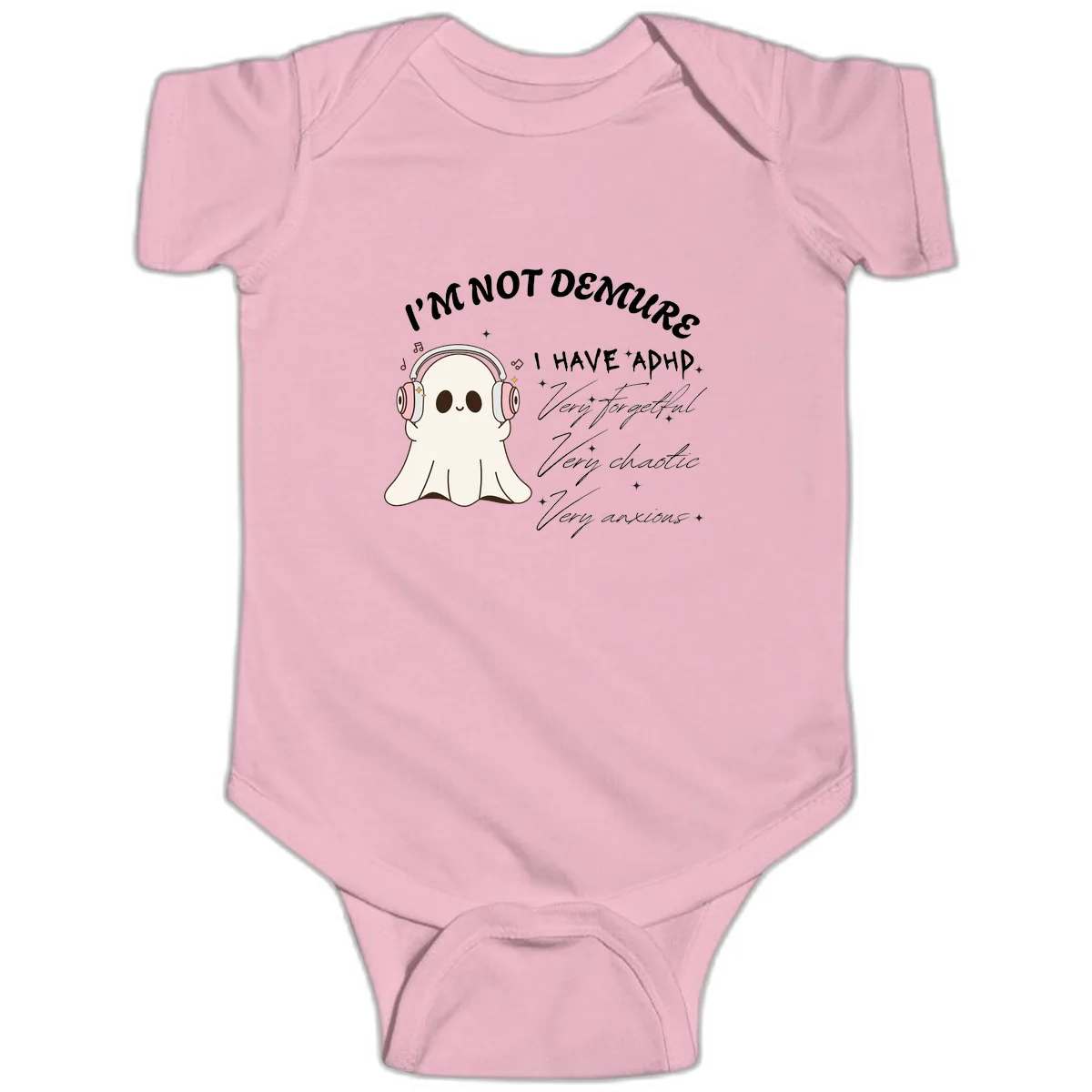 I Have Adhd Ghost Baby Onesie in Pink