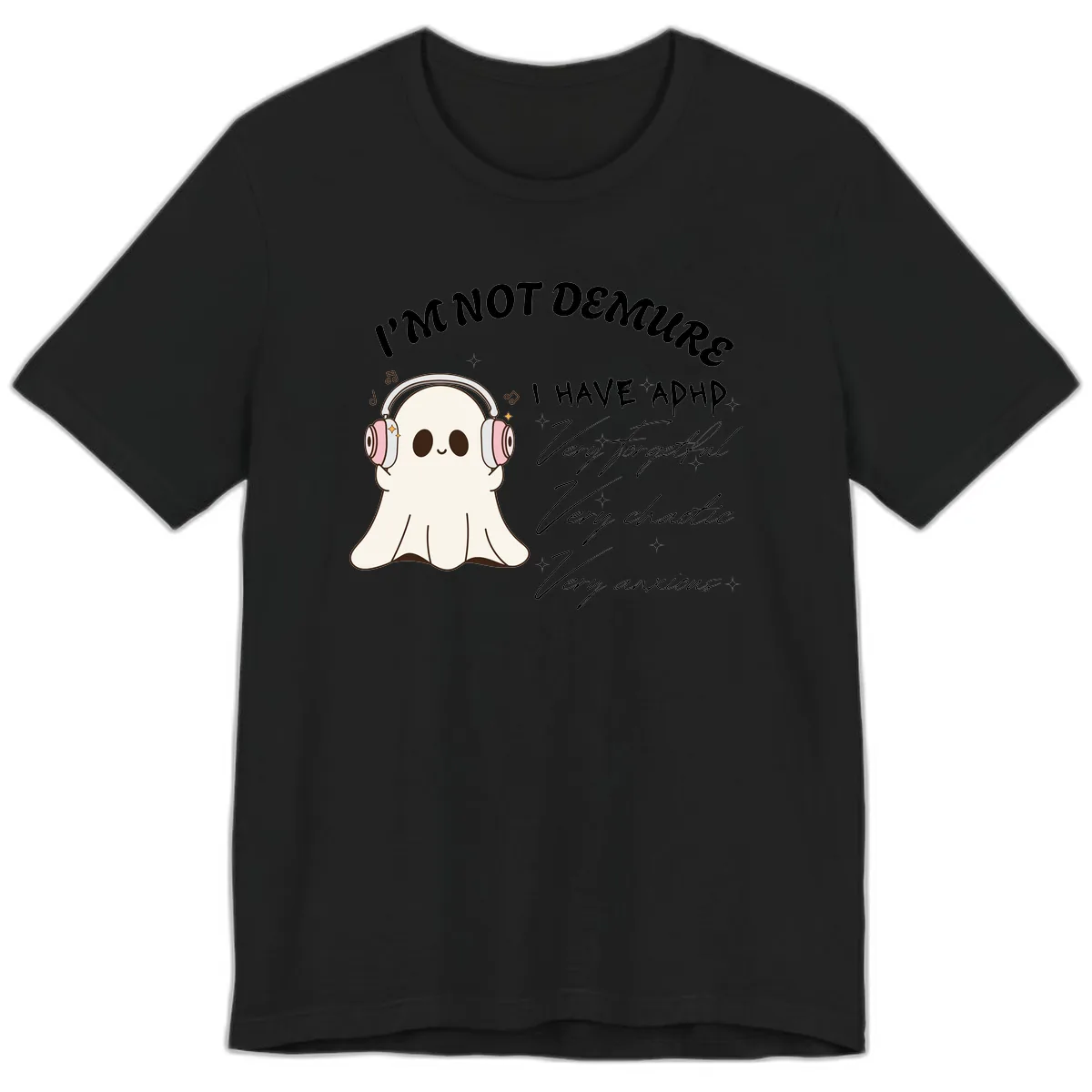 I Have Adhd Ghost Premium T-Shirt in Black