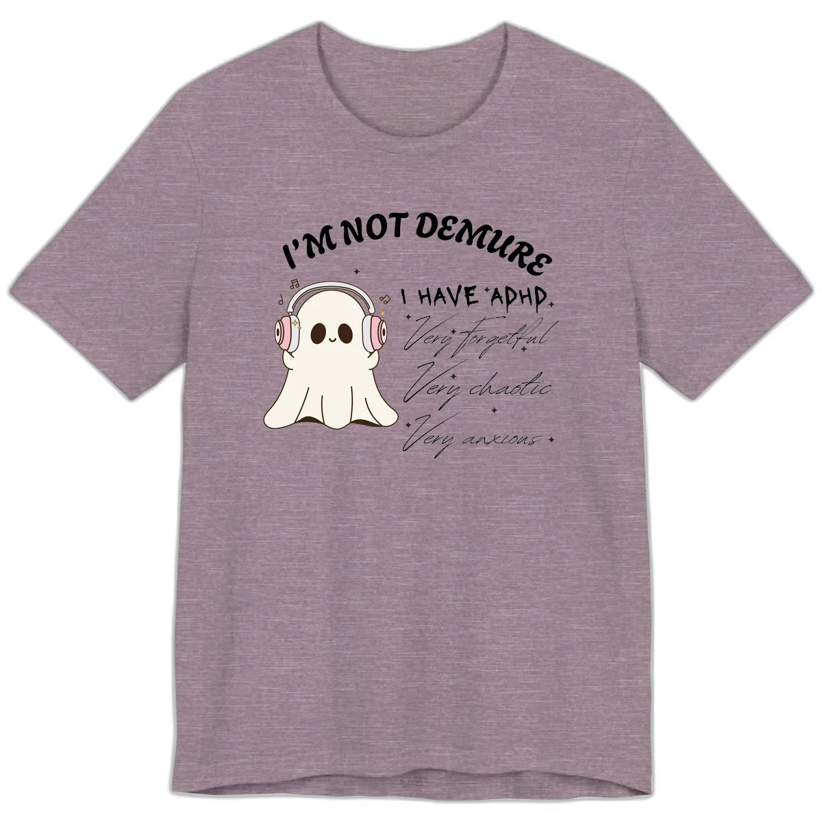 I Have Adhd Ghost Premium T-Shirt in Heather Purple