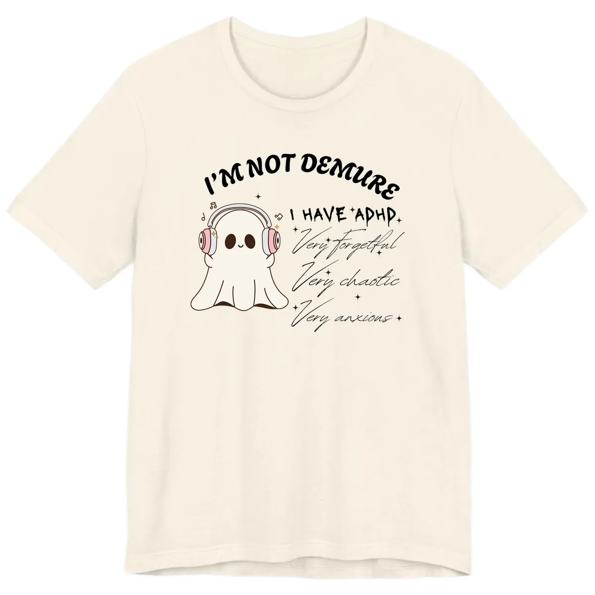 I Have Adhd Ghost Premium T-Shirt in Natural