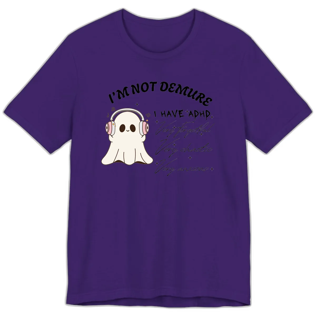 I Have Adhd Ghost Premium T-Shirt in Team Purple