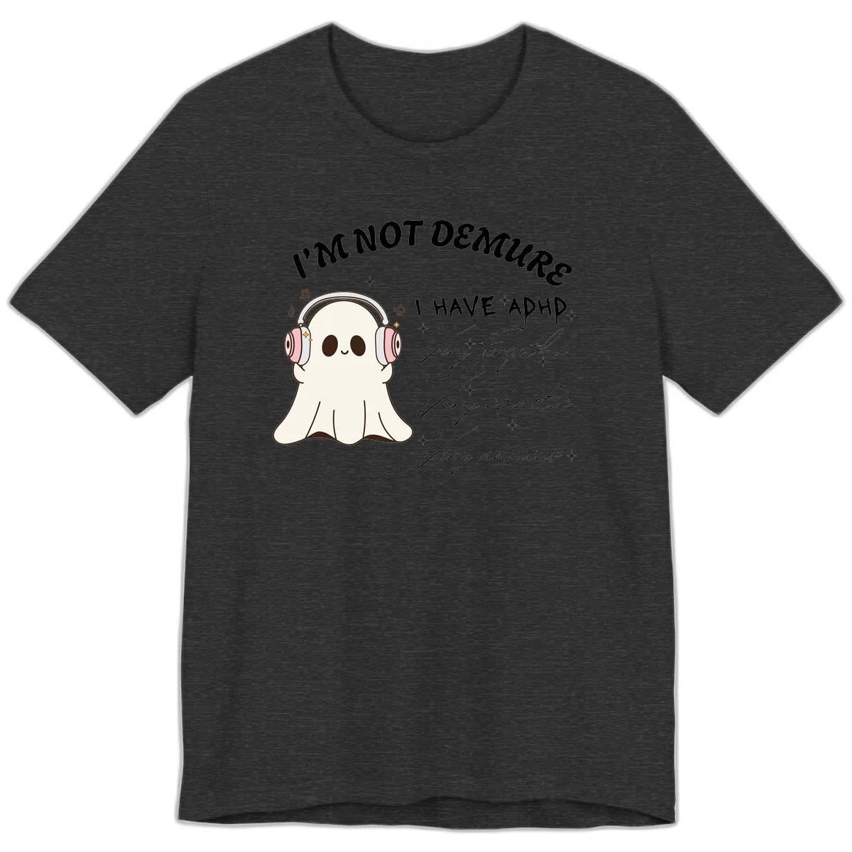 I Have Adhd Ghost Premium T-Shirt in Dark Grey Heather