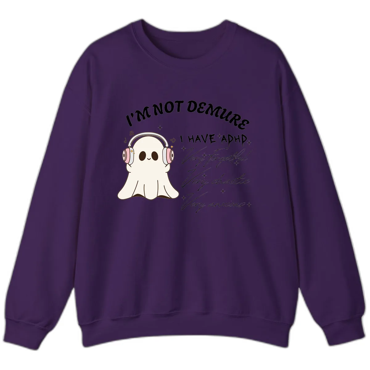 I Have Adhd Ghost Sweatshirt in Purple