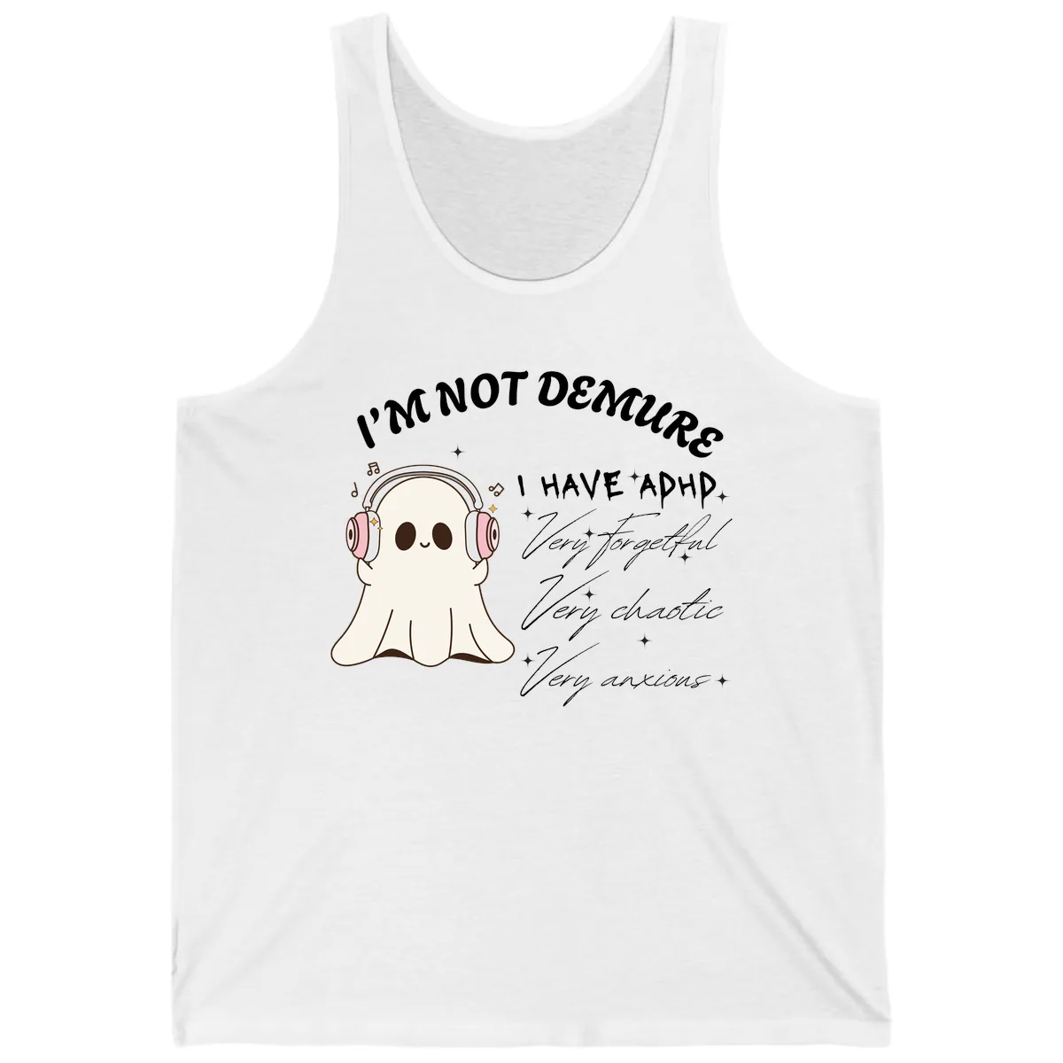 I Have Adhd Ghost Tank in White