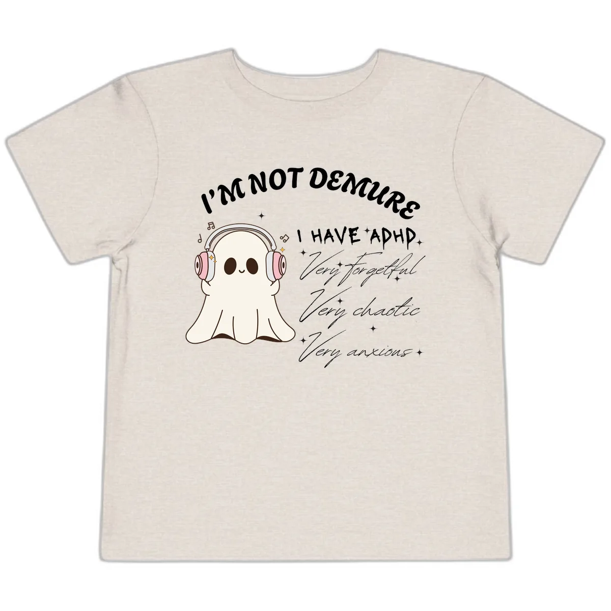 I Have Adhd Ghost Toddler T-Shirt in Heather Dust