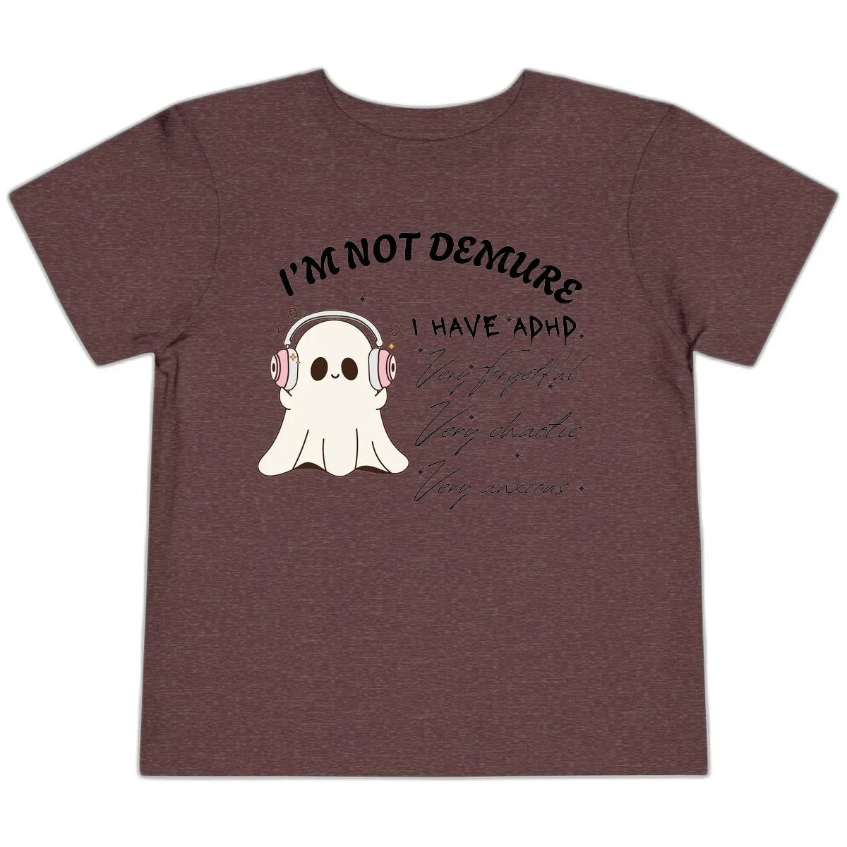 I Have Adhd Ghost Toddler T-Shirt in Heather Maroon