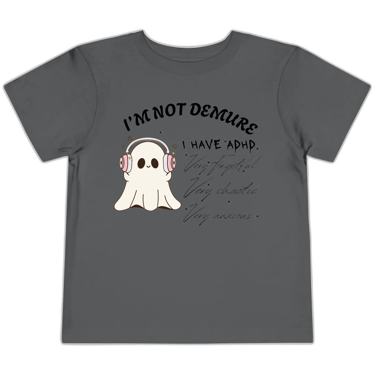 I Have Adhd Ghost Toddler T-Shirt in Asphalt