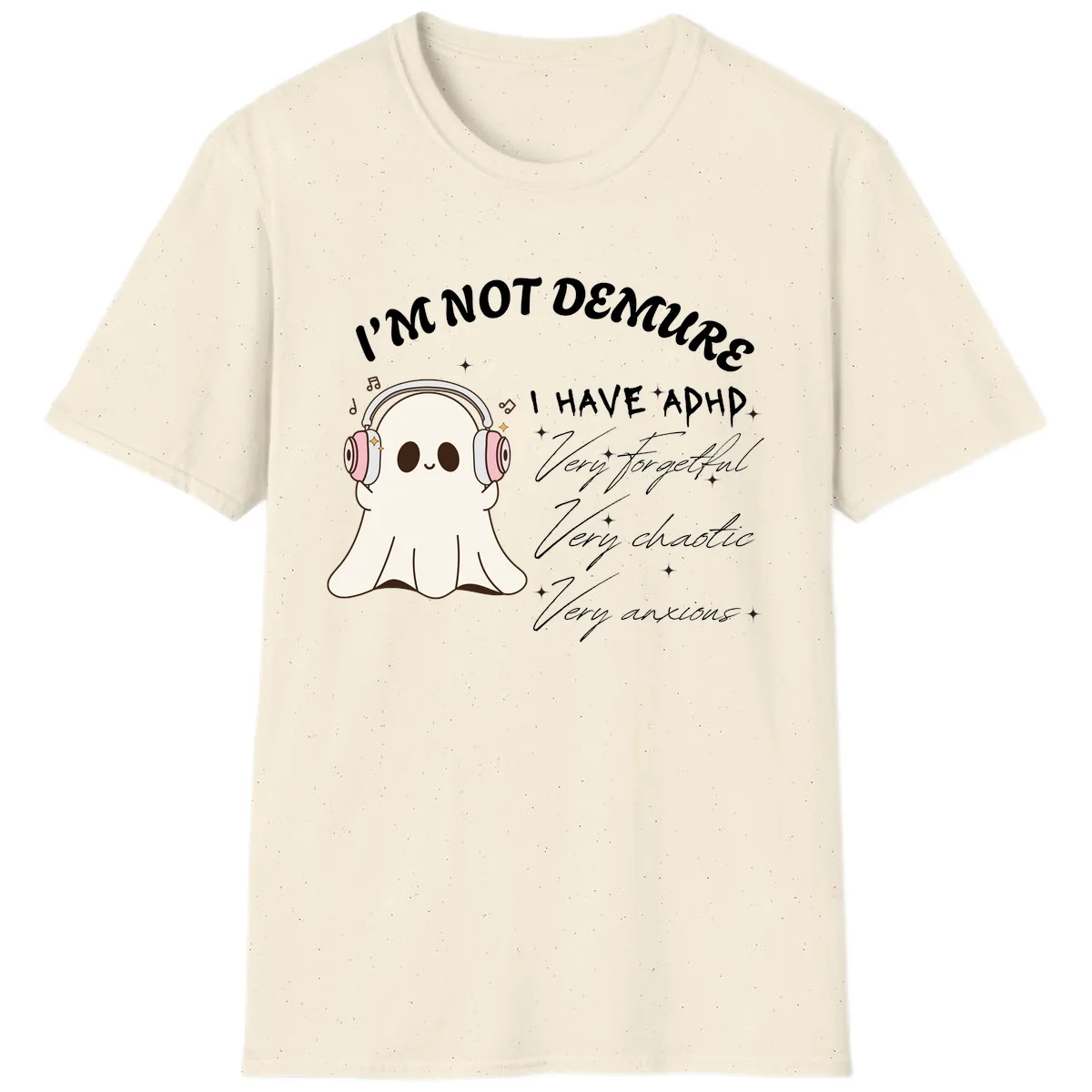 I Have Adhd Ghost T-Shirt in Natural