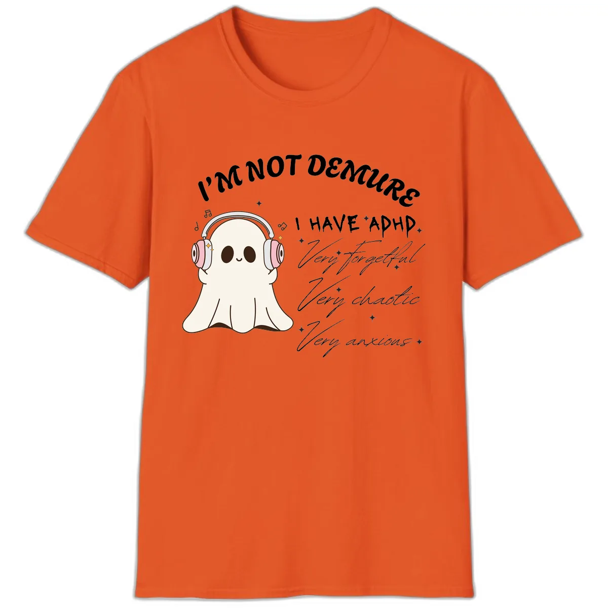 I Have Adhd Ghost T-Shirt in Orange