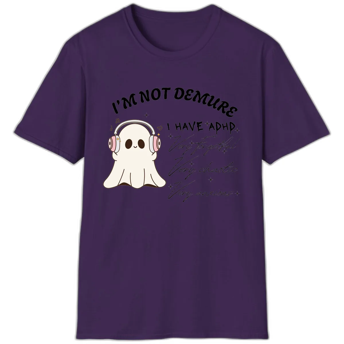 I Have Adhd Ghost T-Shirt in Purple