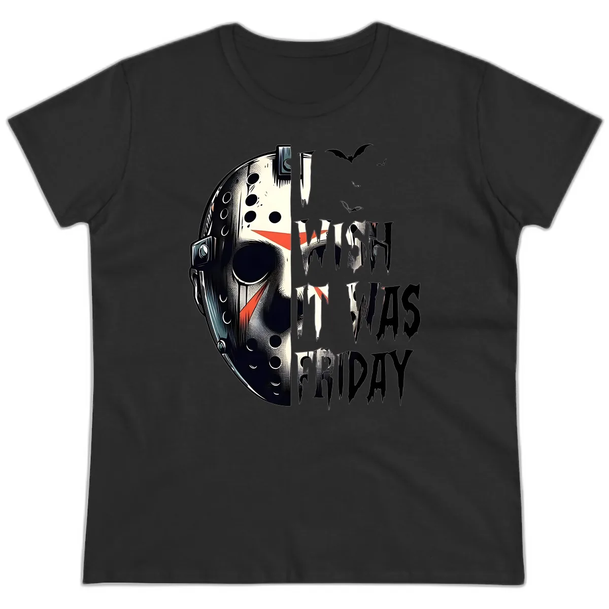 I Wish It Was Friday Jason Mask Ladies Tee in Black