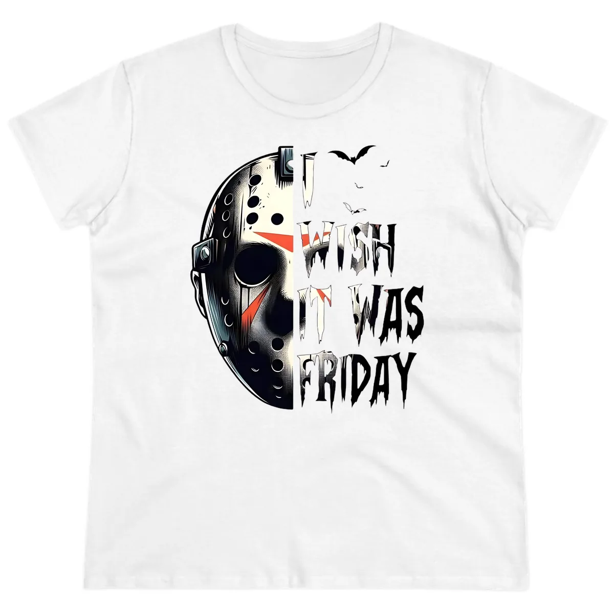 I Wish It Was Friday Jason Mask Ladies Tee in White