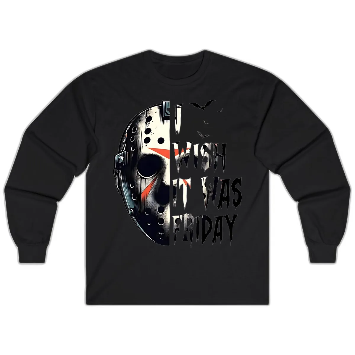 I Wish It Was Friday Jason Mask Long Sleeve in Black
