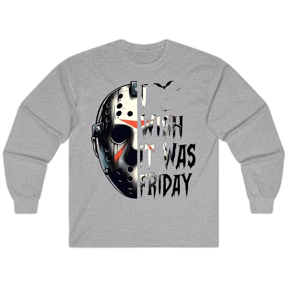 I Wish It Was Friday Jason Mask Long Sleeve in Sport Grey