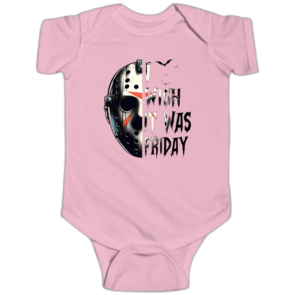 I Wish It Was Friday Jason Mask Baby Onesie in Pink