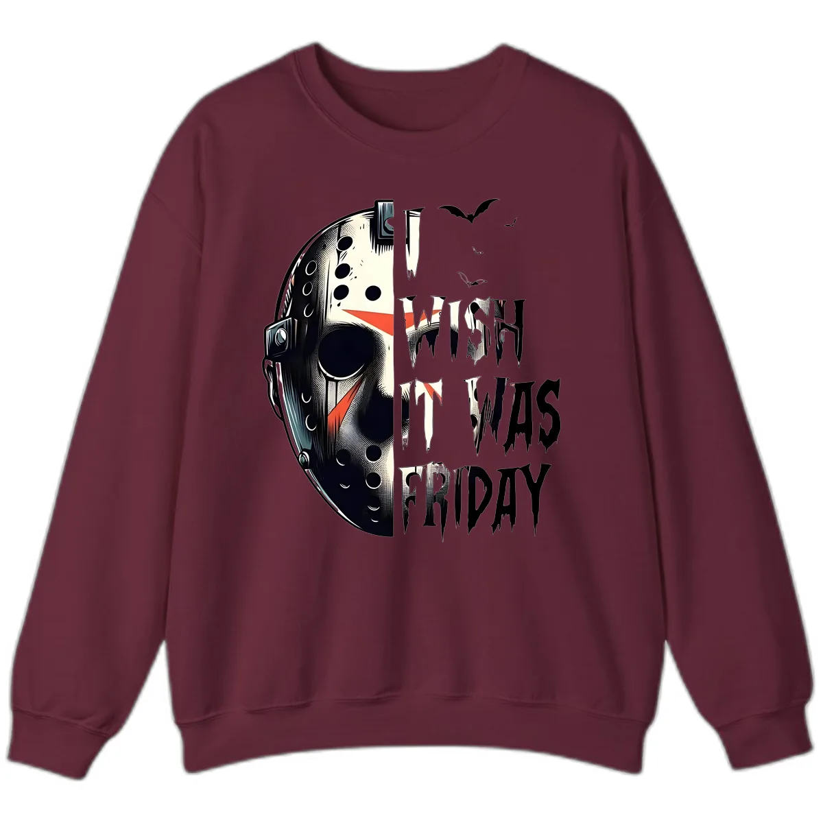 I Wish It Was Friday Jason Mask Sweatshirt in Maroon