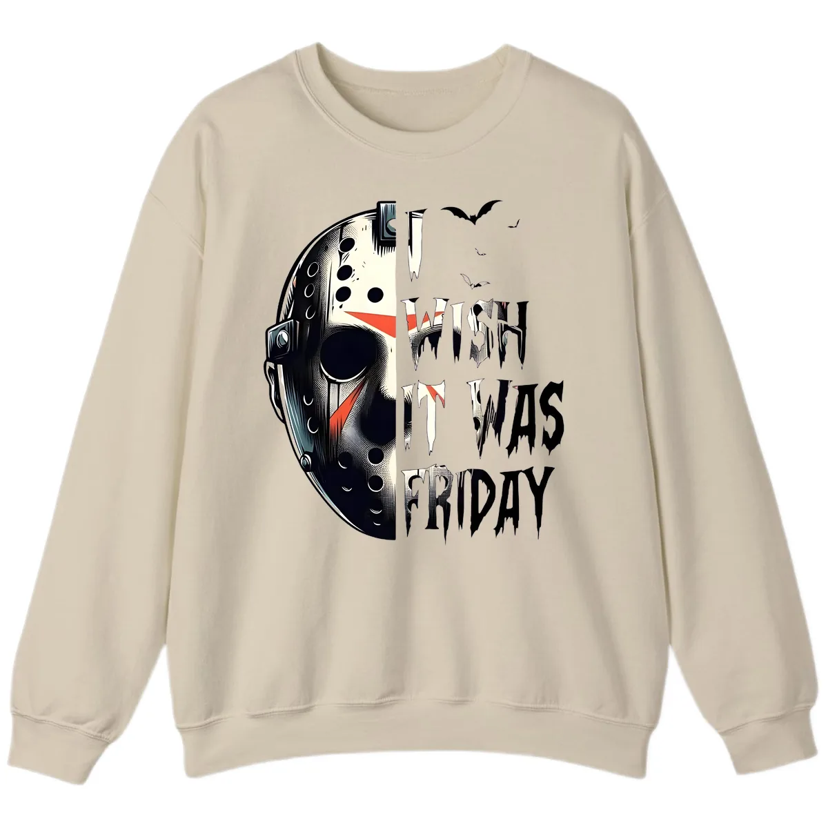 I Wish It Was Friday Jason Mask Sweatshirt in Sand