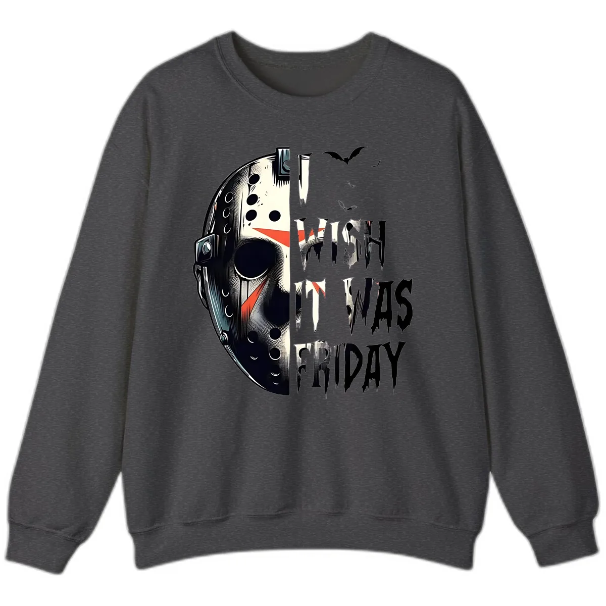I Wish It Was Friday Jason Mask Sweatshirt in Dark Heather