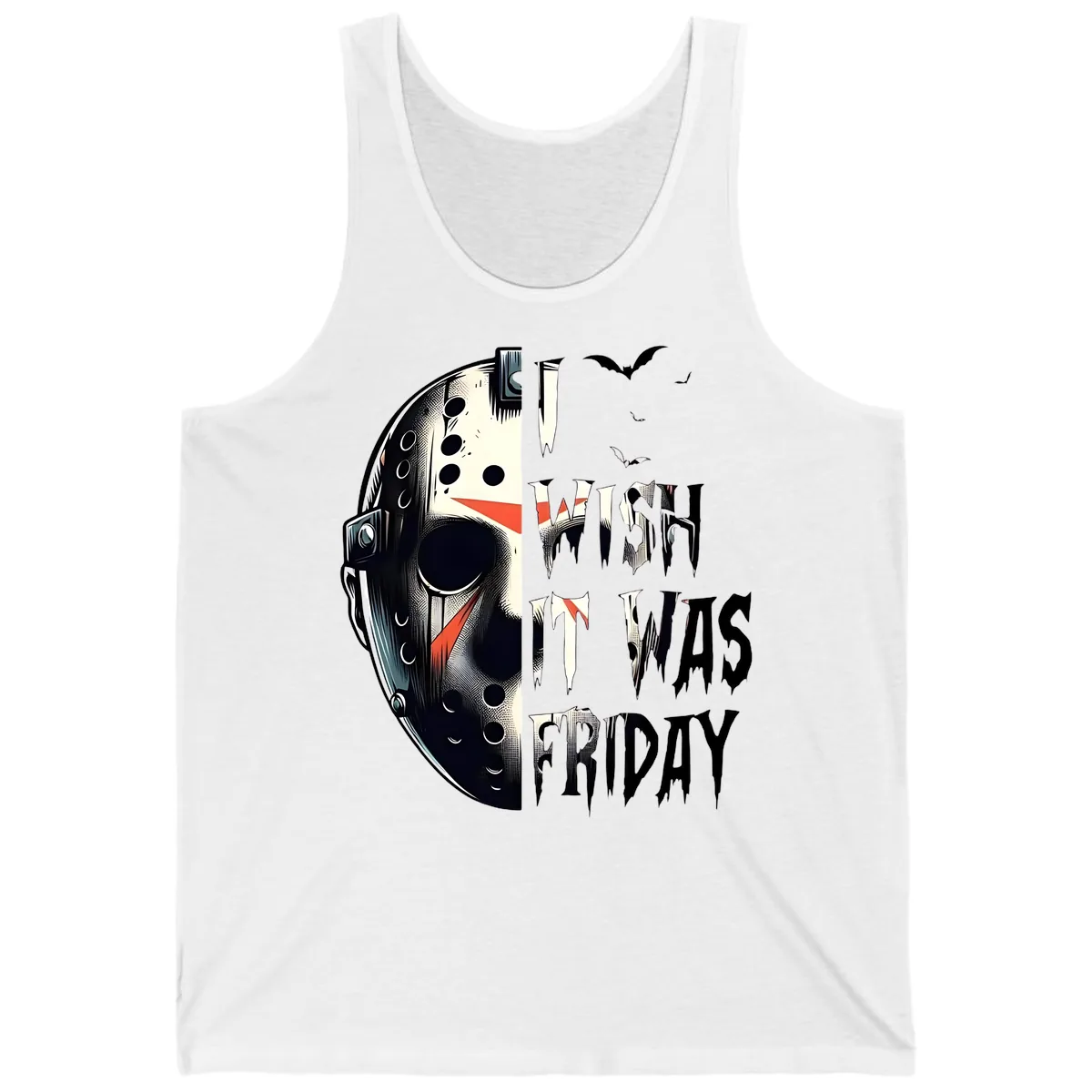 I Wish It Was Friday Jason Mask Tank in White