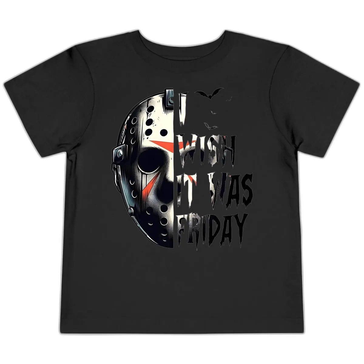 I Wish It Was Friday Jason Mask Toddler T-Shirt in Black