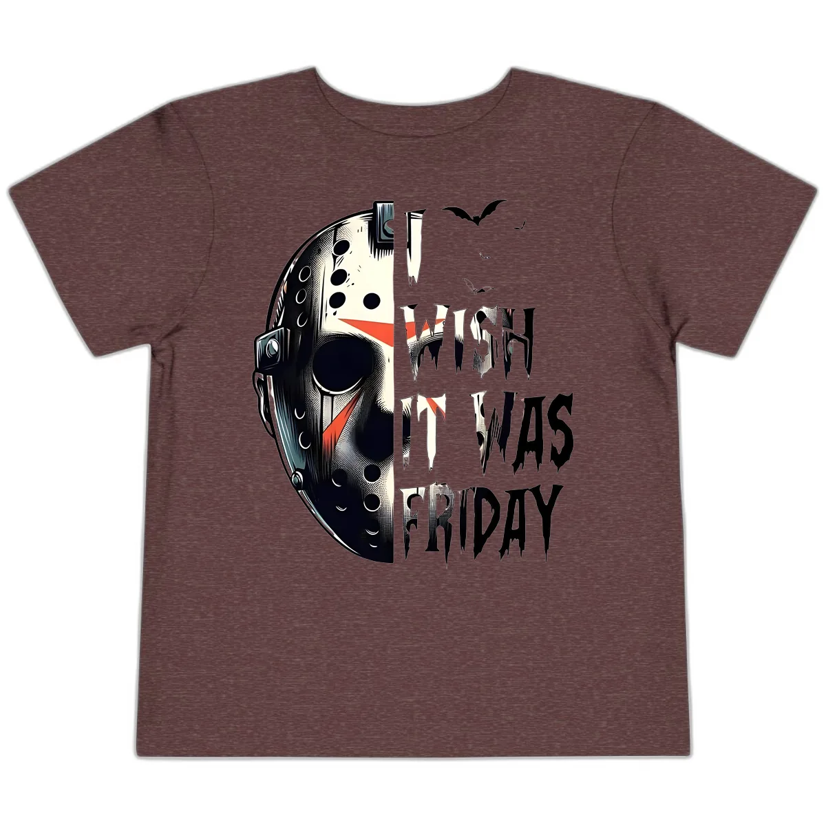 I Wish It Was Friday Jason Mask Toddler T-Shirt in Heather Maroon