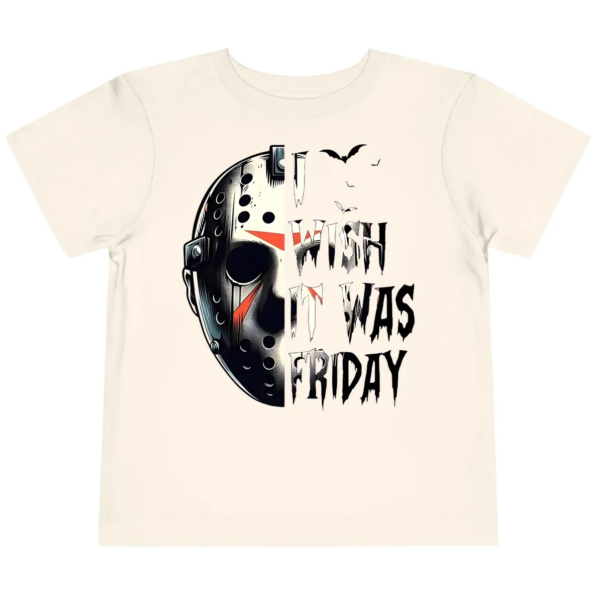 I Wish It Was Friday Jason Mask Toddler T-Shirt in Natural