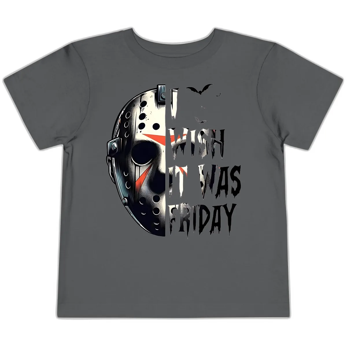 I Wish It Was Friday Jason Mask Toddler T-Shirt in Asphalt