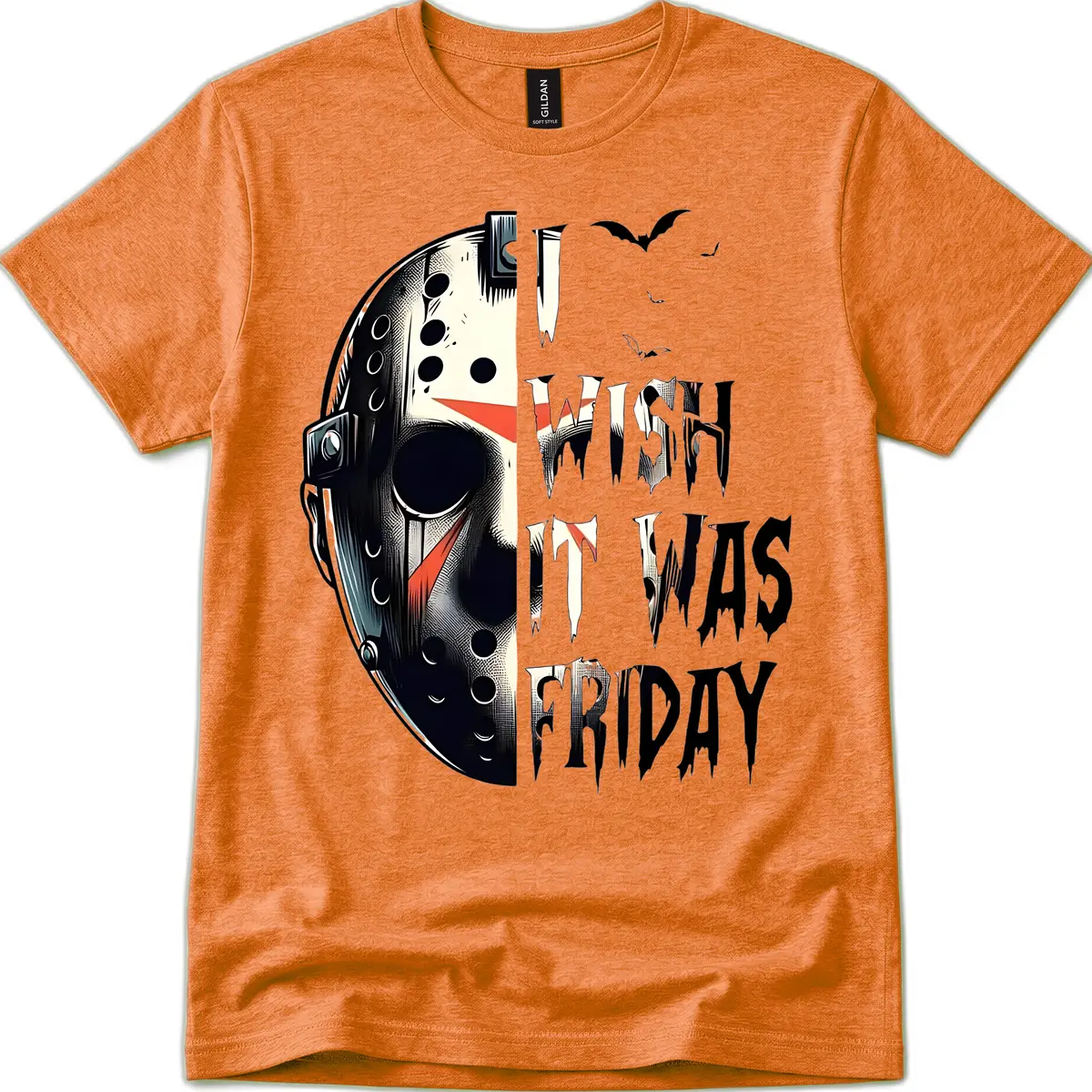 I Wish It Was Friday Jason Mask T-Shirt in Heather Orange