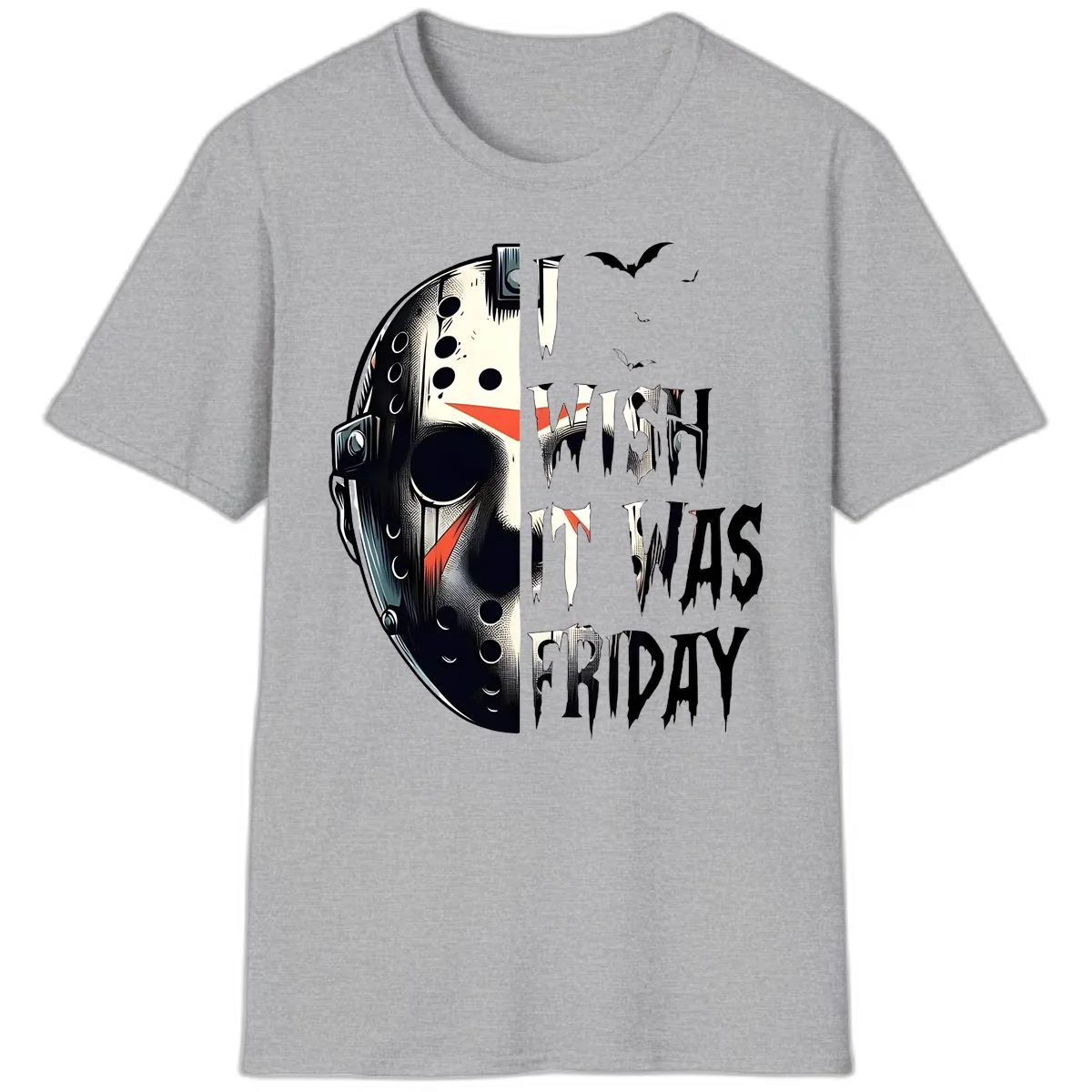 I Wish It Was Friday Jason Mask T-Shirt in Sport Grey