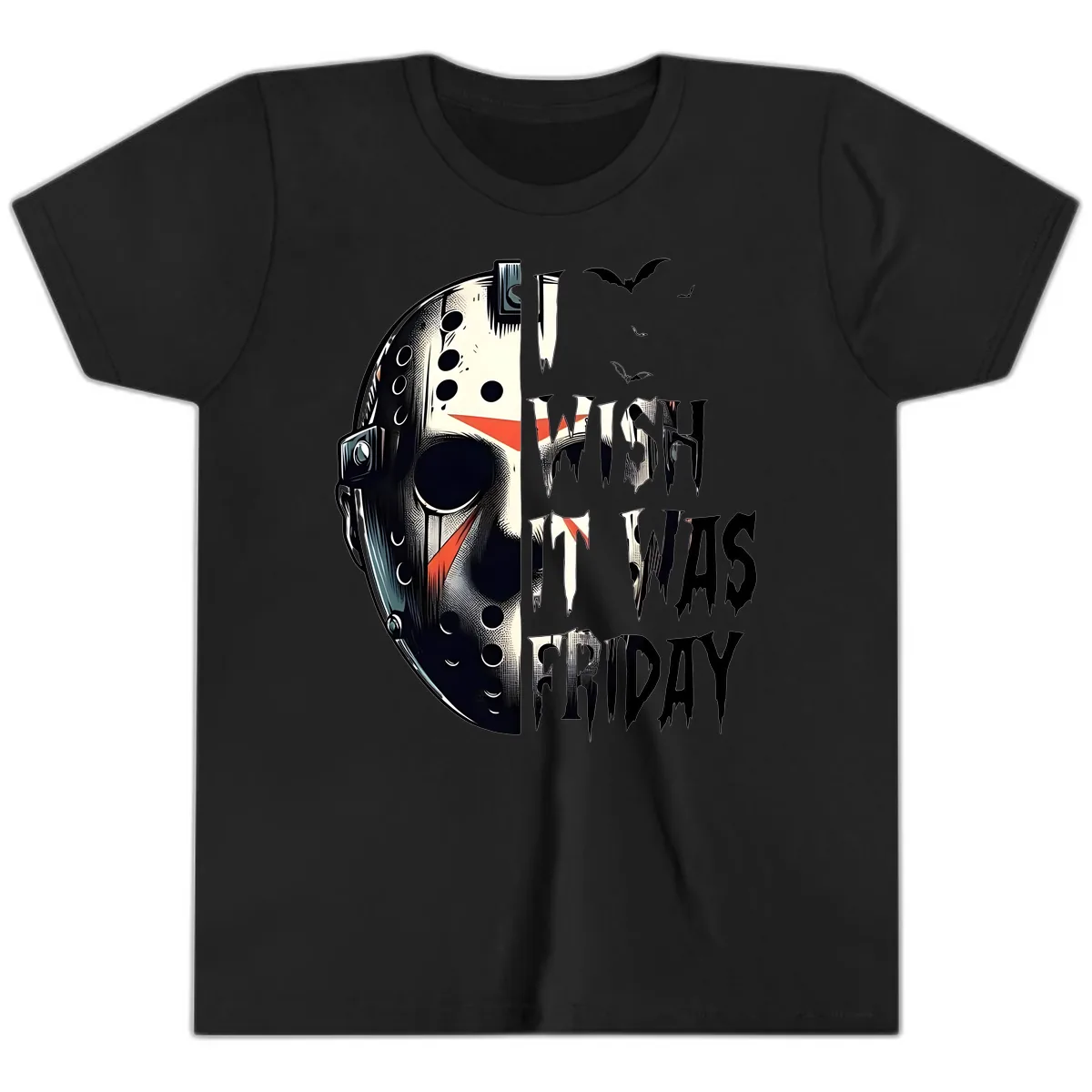 I Wish It Was Friday Jason Mask Youth T-Shirt in Black