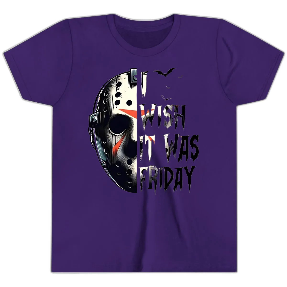 I Wish It Was Friday Jason Mask Youth T-Shirt in Team Purple