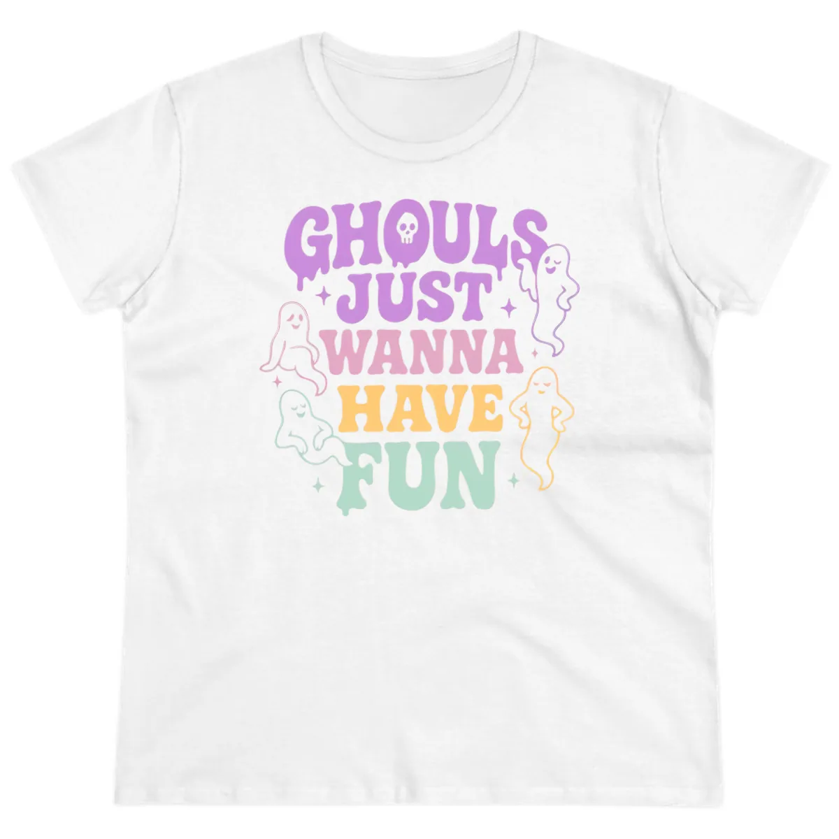 Ghouls Just Wanna Have Fun Halloween Ladies Tee in White