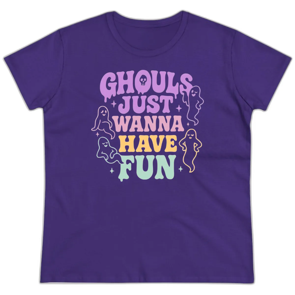 Ghouls Just Wanna Have Fun Halloween Ladies Tee in Purple