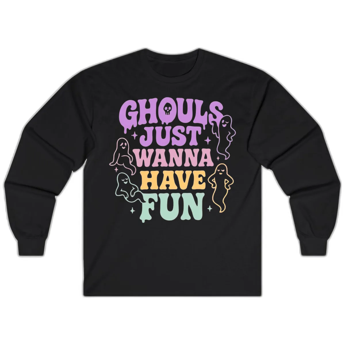 Ghouls Just Wanna Have Fun Halloween Long Sleeve in Black