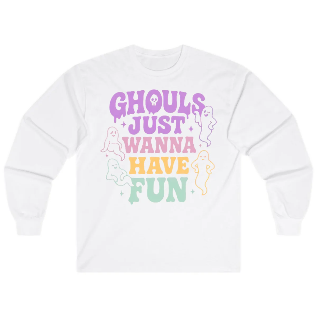 Ghouls Just Wanna Have Fun Halloween Long Sleeve in White
