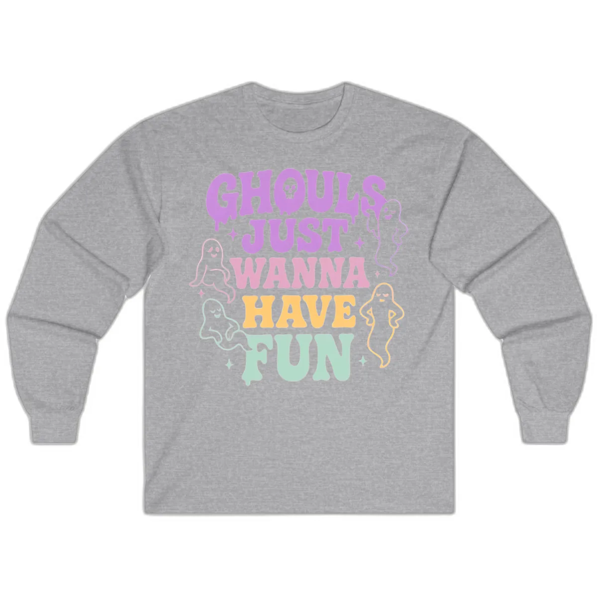 Ghouls Just Wanna Have Fun Halloween Long Sleeve in Sport Grey