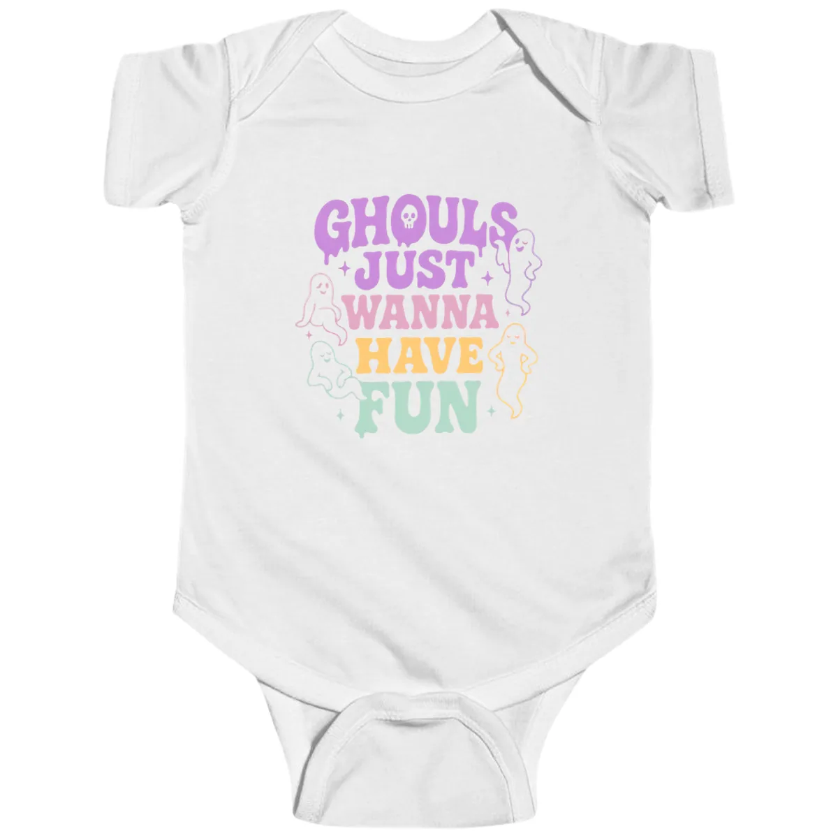 Ghouls Just Wanna Have Fun Halloween Baby Onesie in White