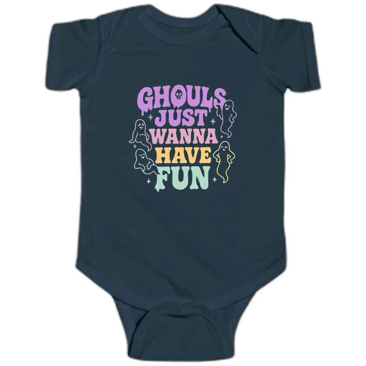 Ghouls Just Wanna Have Fun Halloween Baby Onesie in Navy