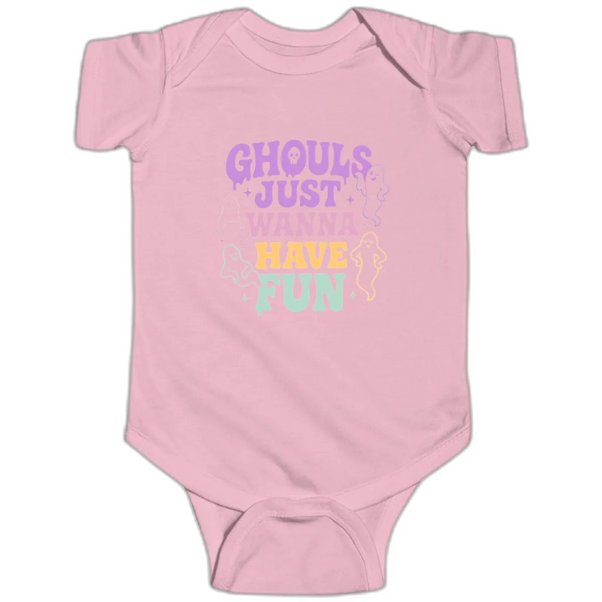 Ghouls Just Wanna Have Fun Halloween Baby Onesie in Pink
