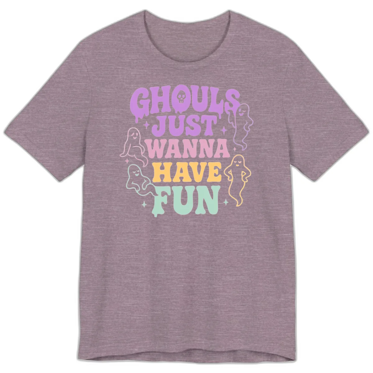 Ghouls Just Wanna Have Fun Halloween Premium T-Shirt in Heather Purple