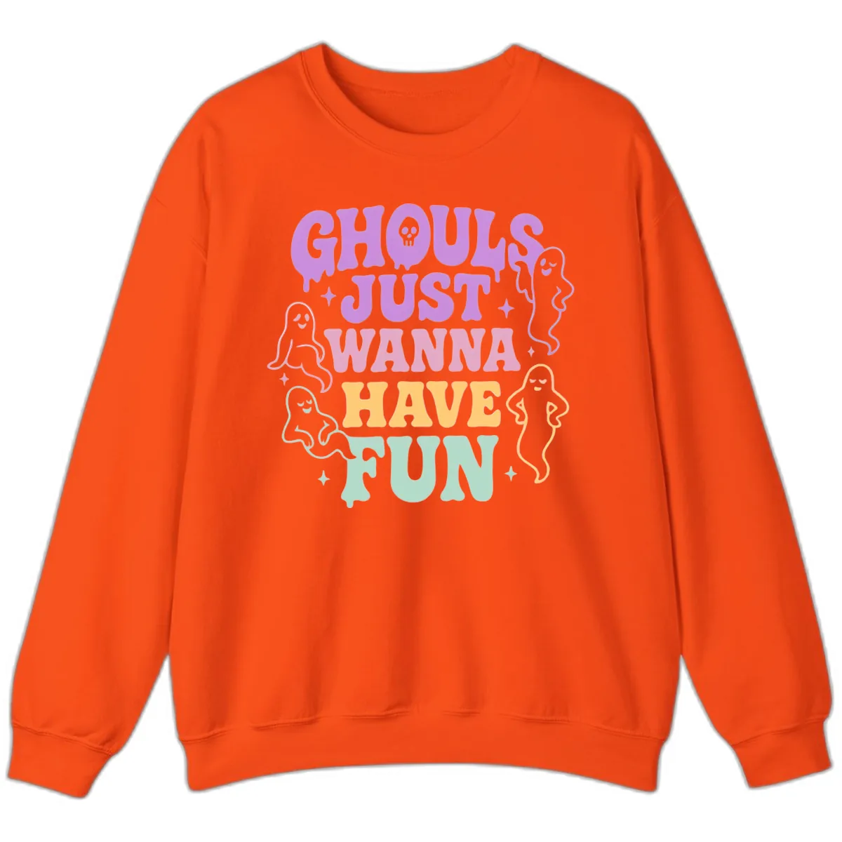 Ghouls Just Wanna Have Fun Halloween Sweatshirt in Orange