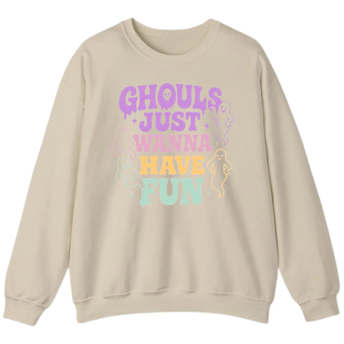 Ghouls Just Wanna Have Fun Halloween Sweatshirt in Sand