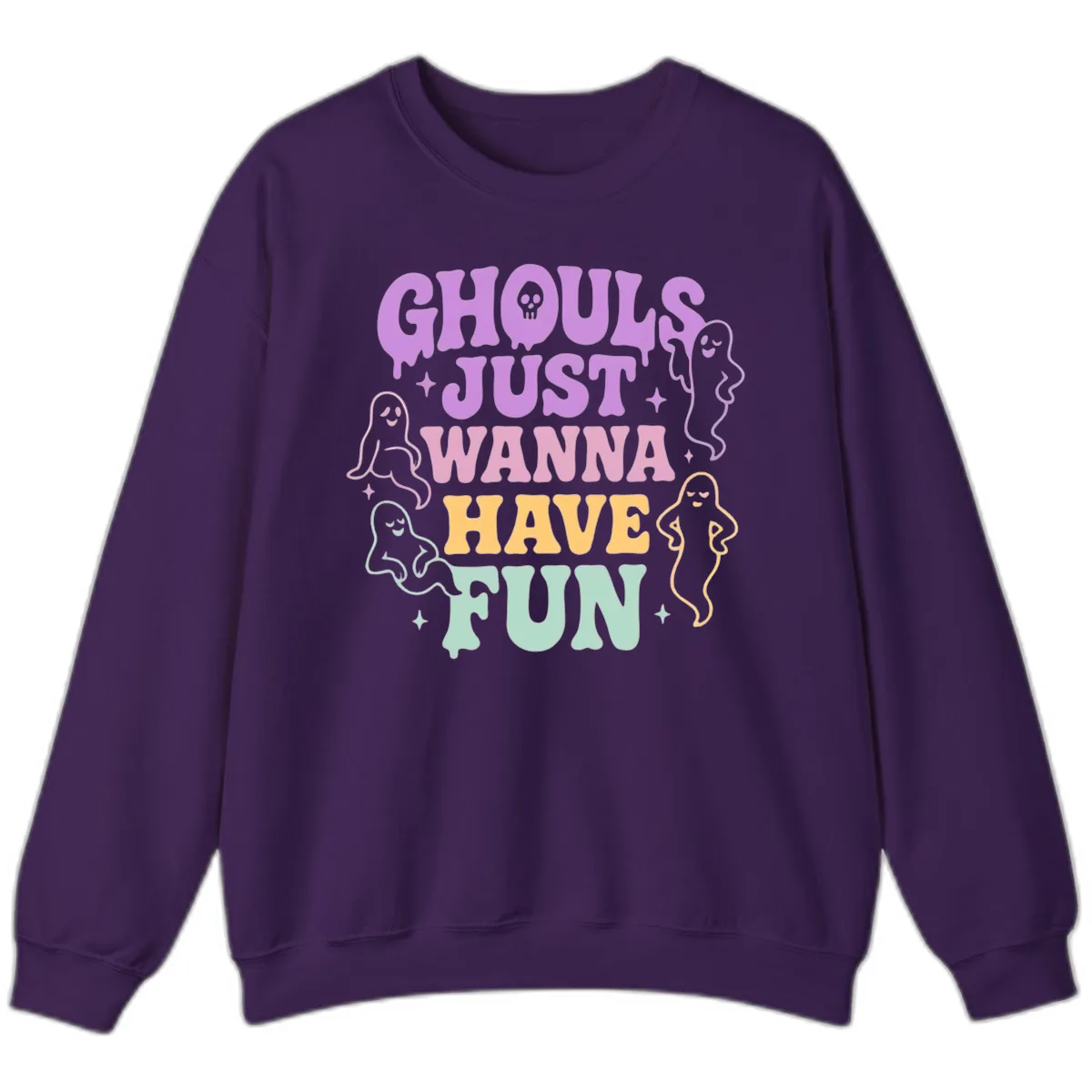 Ghouls Just Wanna Have Fun Halloween Sweatshirt in Purple