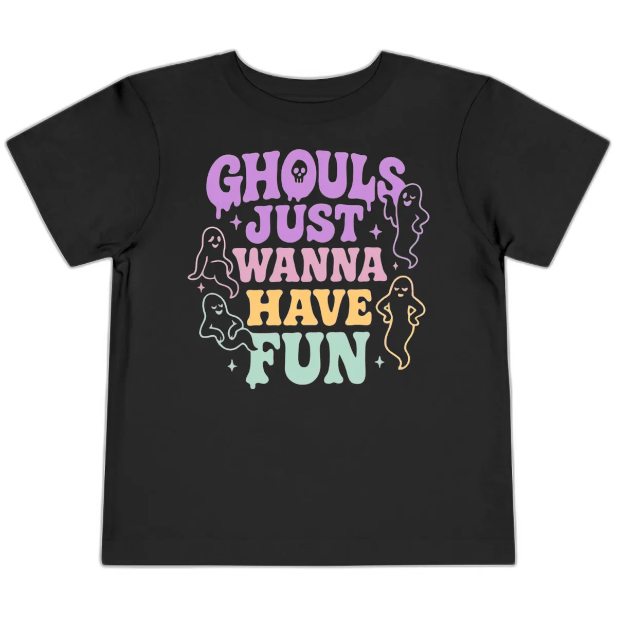 Ghouls Just Wanna Have Fun Halloween Toddler T-Shirt in Black