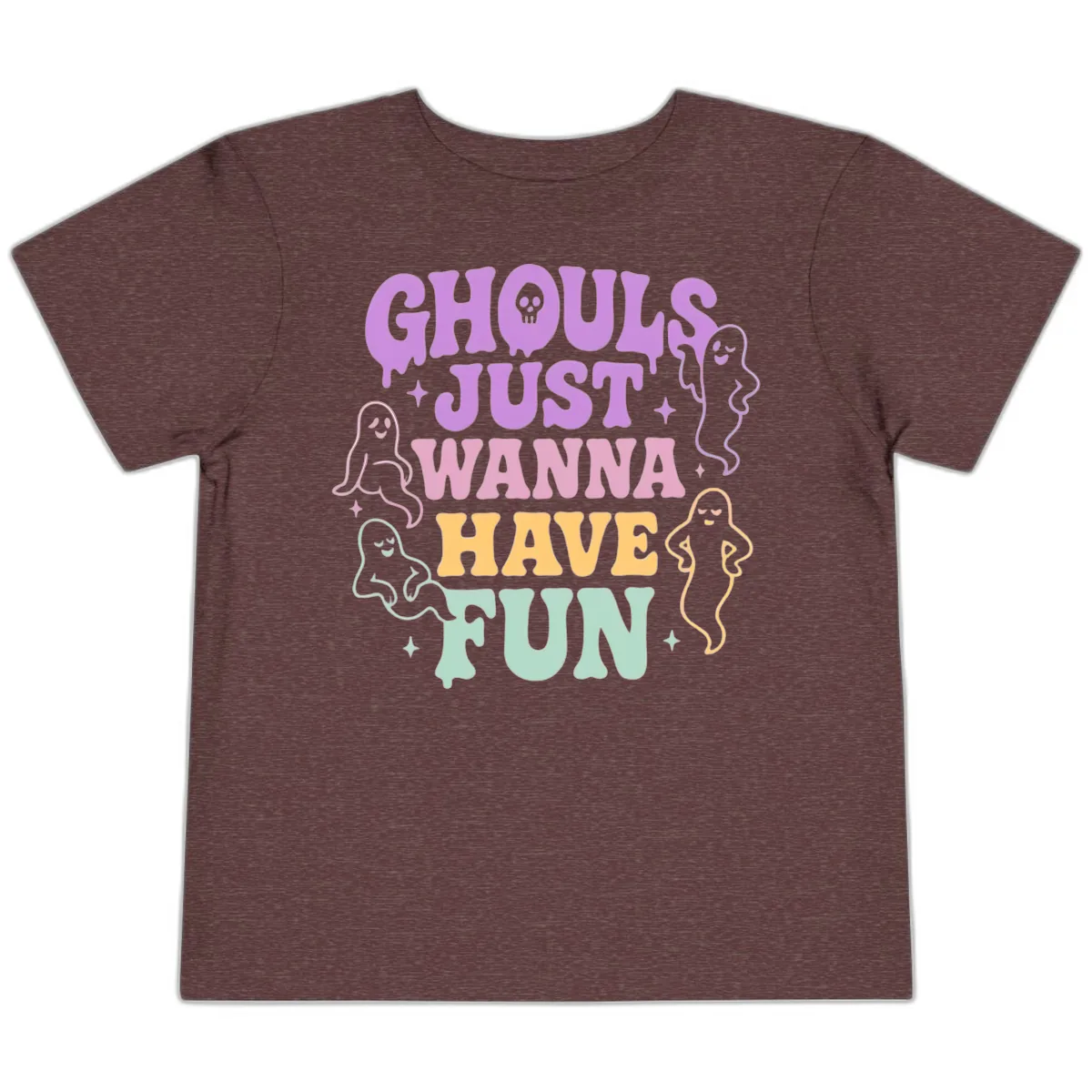 Ghouls Just Wanna Have Fun Halloween Toddler T-Shirt in Heather Maroon