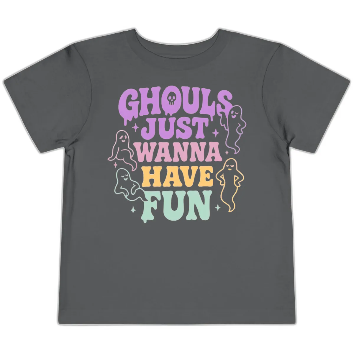 Ghouls Just Wanna Have Fun Halloween Toddler T-Shirt in Asphalt