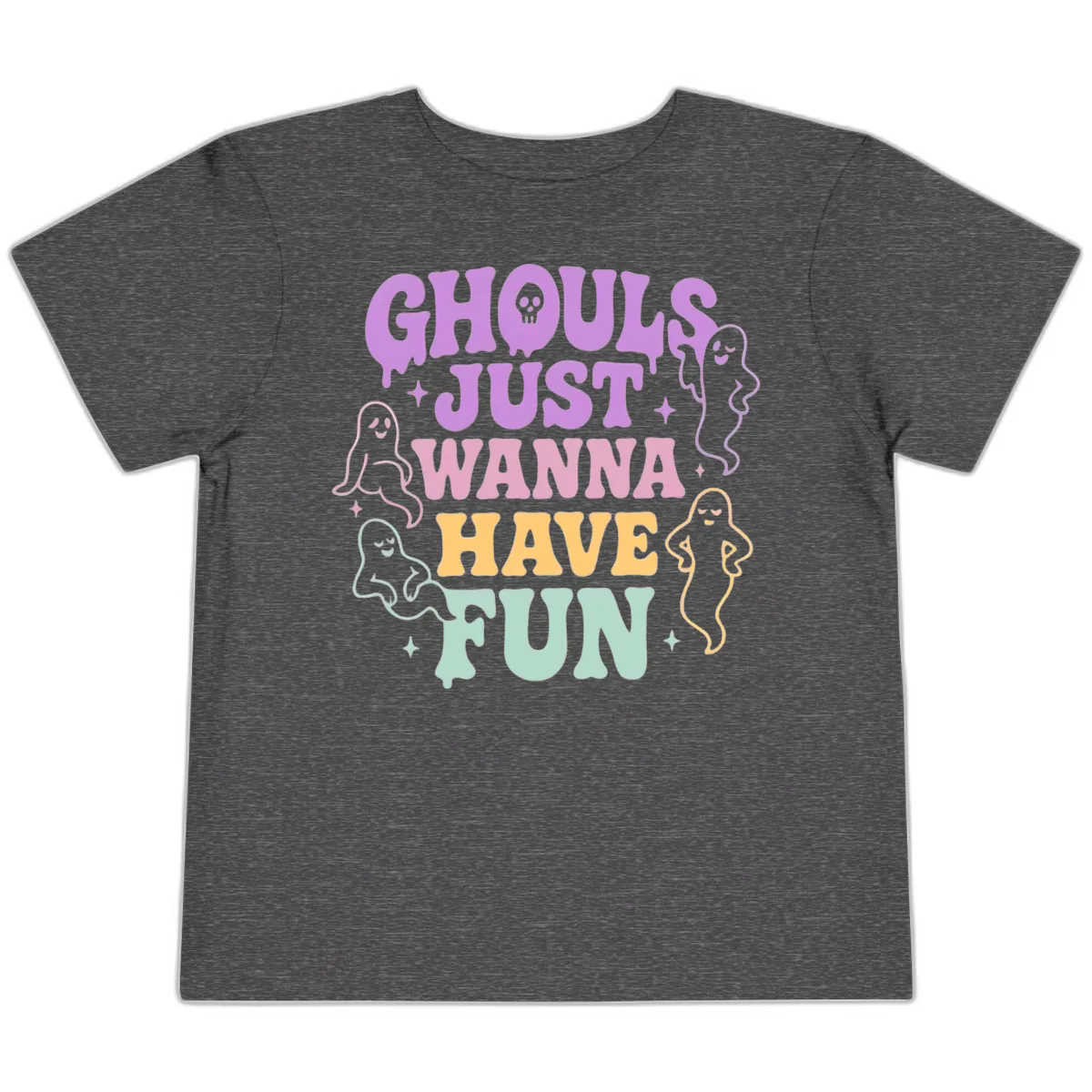 Ghouls Just Wanna Have Fun Halloween Toddler T-Shirt in Dark Heather Grey