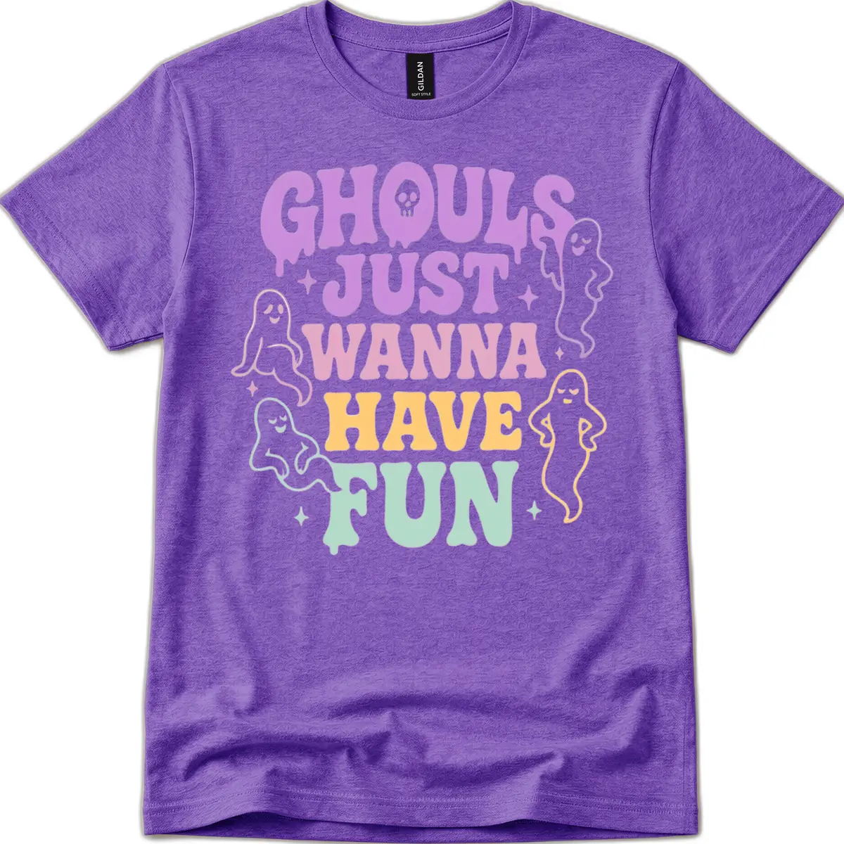 Ghouls Just Wanna Have Fun Halloween T-Shirt in Heather Purple