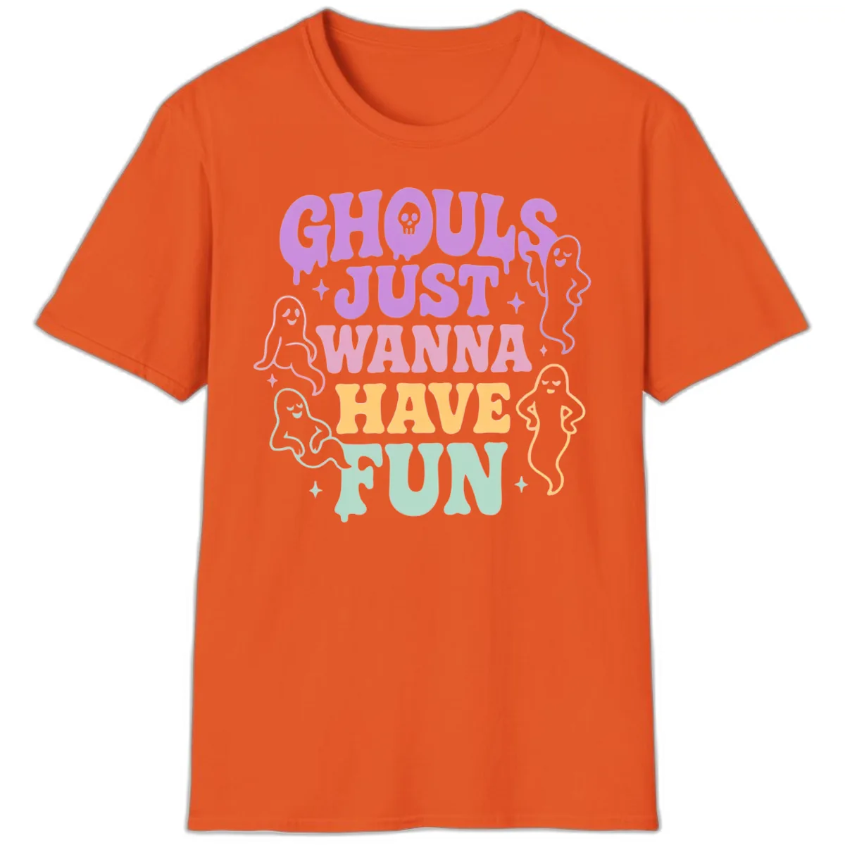 Ghouls Just Wanna Have Fun Halloween T-Shirt in Orange