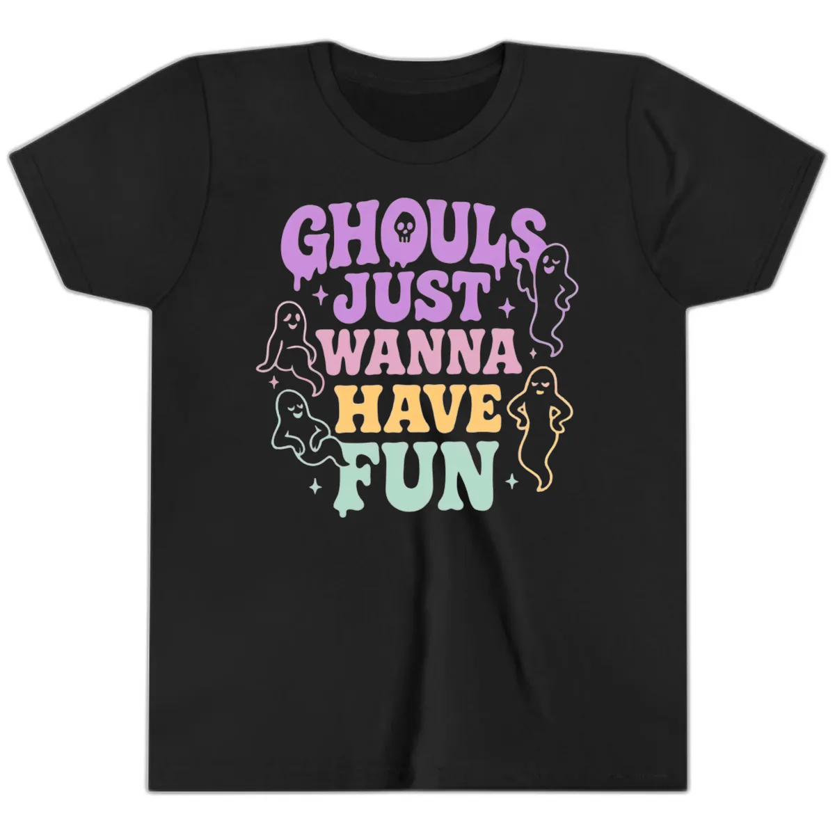 Ghouls Just Wanna Have Fun Halloween Youth T-Shirt in Black